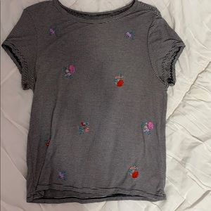 American Eagle Soft & Sexy Striped Floral Tee